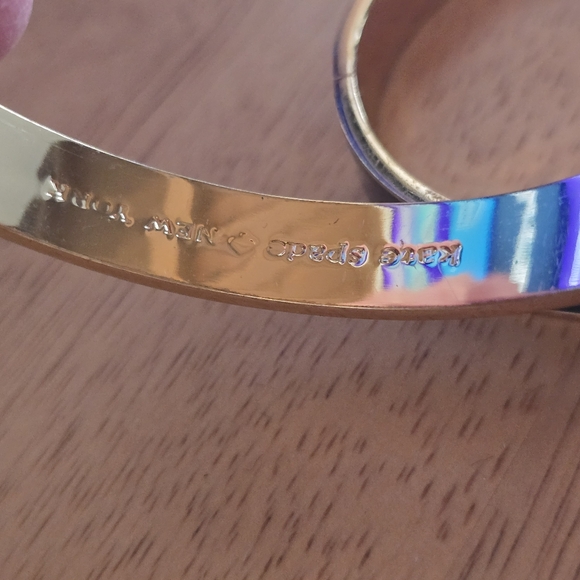 Kate Spade White Enamel, Blue And Gold Bangle Bracelets - Picture 6 of 10